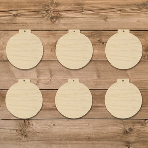 SET OF 6 Unfinished Wood Laser Cut Circle Ornaments | Ready To Paint | 4.5" Baltic Birch Circle Ornament Blanks with 3/16" Holes For Hanging