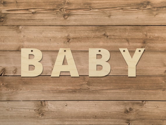 DIY Baby Banner Unfinished Wood Laser Cut Ornament Ready to Paint