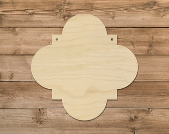 Quatrefoil Unfinished Wood Laser Cutout | Ready To Paint | Sign Blank | Door Hanger | Baltic Birch | 3/8" Hanging Holes | Wall Decor