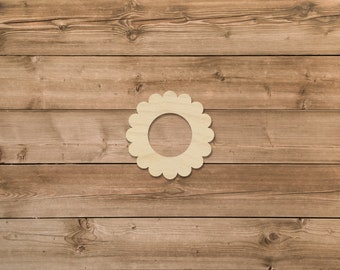 Scallop Open Circle Unfinished Wood Laser Cut Shape | Ready To Paint | Baltic Birch | Scallop Ornament Blank | Bow Hanger | Scallop Wood