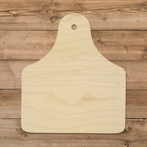 Cow Tag - Unfinished Baltic Birch Wood Cutout - 16x14 Blank