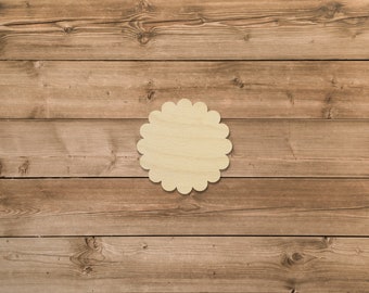 Scallop Circle Unfinished Wood Laser Cut Shape | Ready To Paint | Baltic Birch | Scallop Ornament Blank | Bow Hanger | Scallop Wood