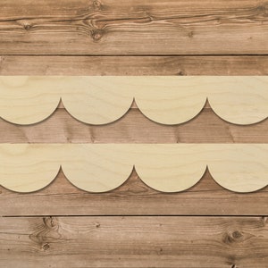 Set of (2) 18&quot; Long Trim | Decorative Scallop Trim Unfinished Wood Laser Cut | Baltic Birch | Nursery Decor | DIY Decor | Scallop Edge