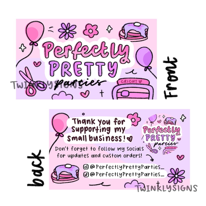 Custom Cute Hand-Drawn Business Card/Thank You Card | Twinklysigns logos image 5