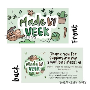 Custom Cute Hand-Drawn Business Card/Thank You Card | Twinklysigns logos image 4