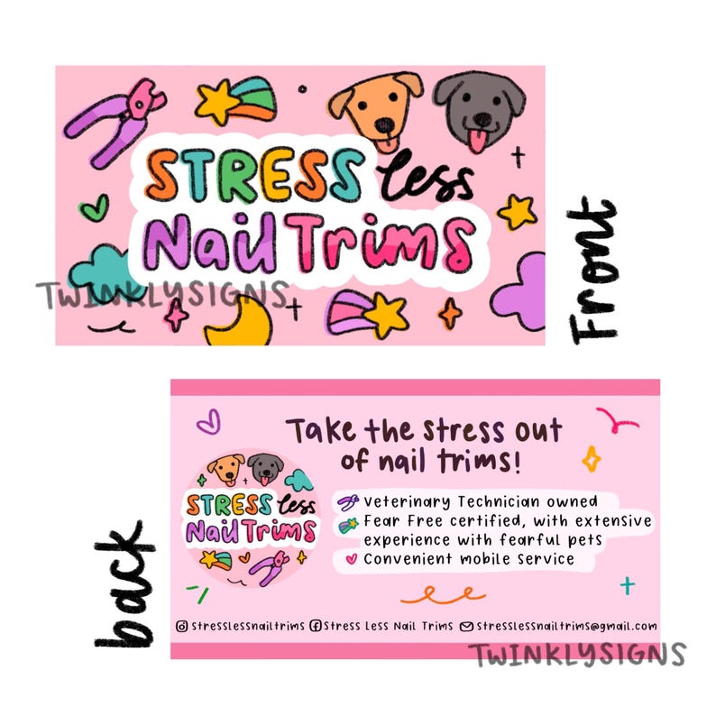 Custom Cute Hand-Drawn Business Card/Thank You Card | Twinklysigns logos image 9
