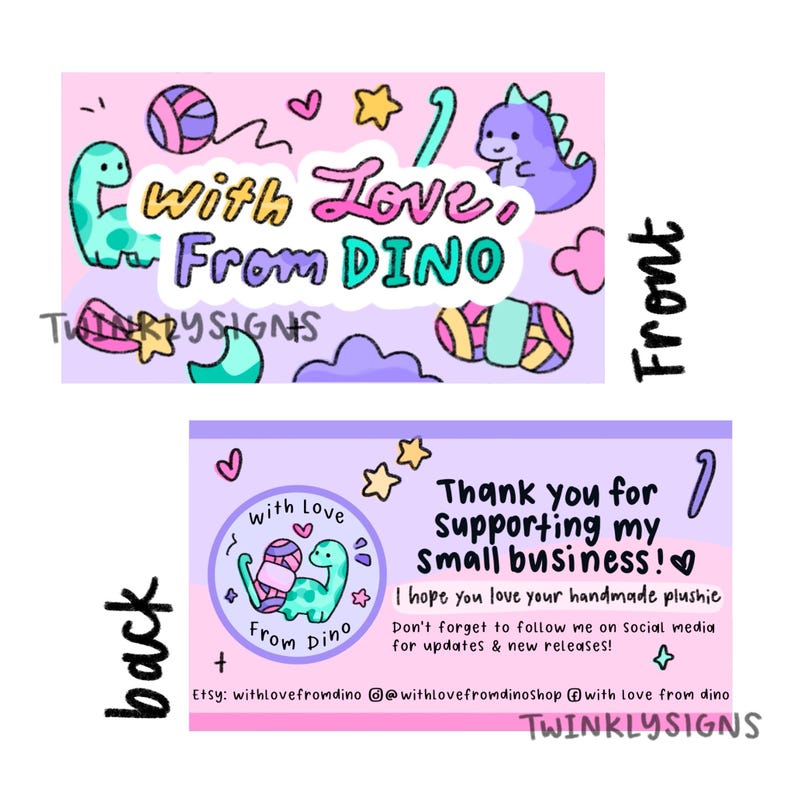 Custom Cute Hand-Drawn Business Card/Thank You Card | Twinklysigns logos image 8