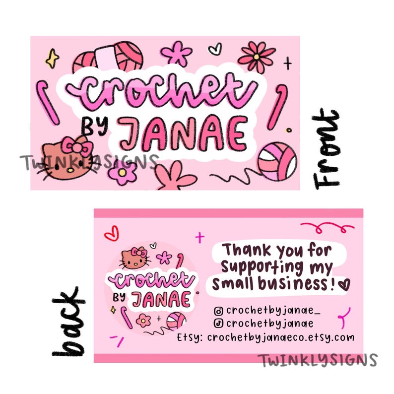 Custom Cute Hand-Drawn Business Card/Thank You Card | Twinklysigns logos image 10