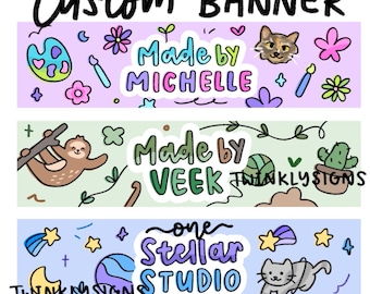 Custom Cute Cartoon Hand-drawn Shop banner | Twinklysigns Logos