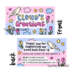 Custom Cute Hand-Drawn Business Card/Thank You Card | Twinklysigns logos image 3