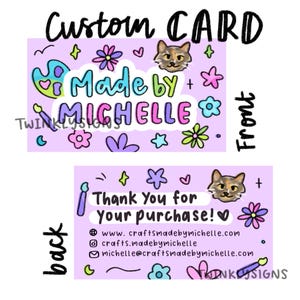 Custom Cute Hand-Drawn Business Card/Thank You Card | Twinklysigns logos image 1