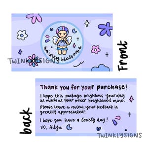 Custom Cute Hand-Drawn Business Card/Thank You Card | Twinklysigns logos image 11