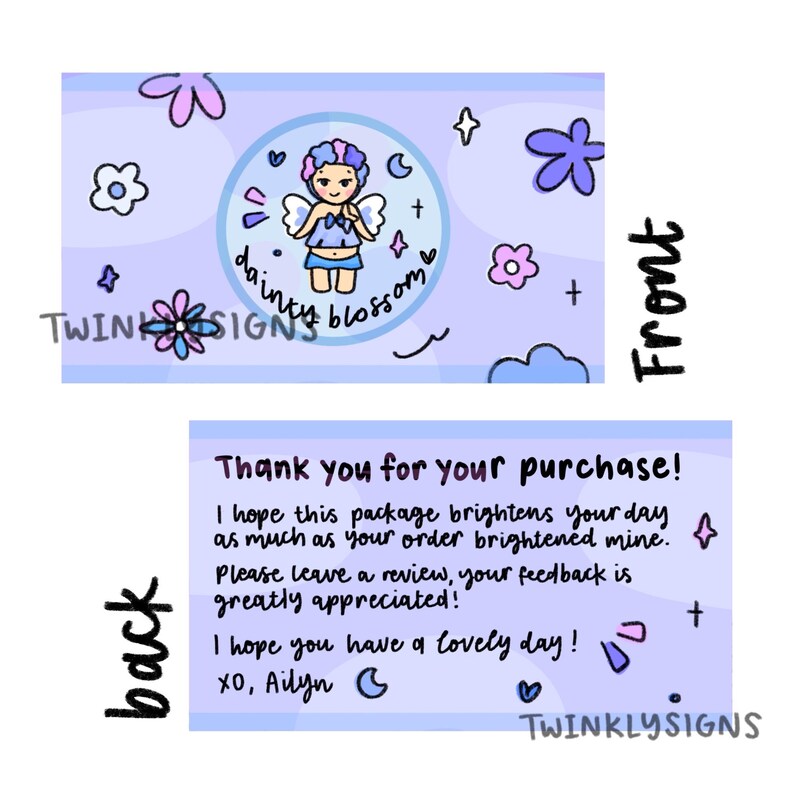 Custom Cute Hand-Drawn Business Card/Thank You Card | Twinklysigns logos image 11