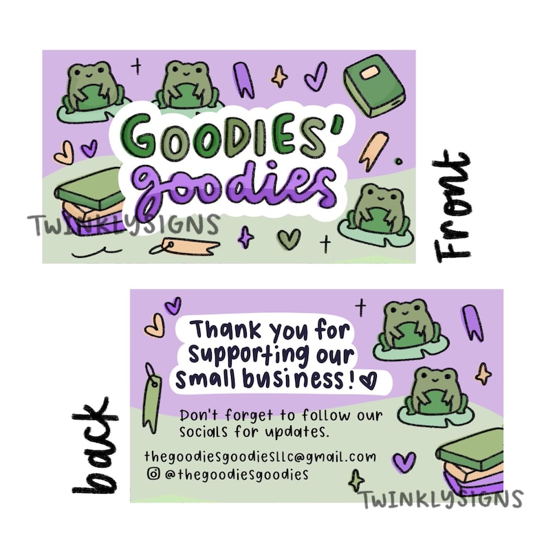 Custom Cute Hand-Drawn Business Card/Thank You Card | Twinklysigns logos image 2