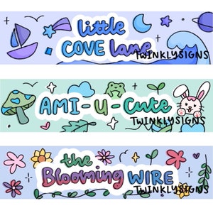 Custom Cute Cartoon Hand-drawn Shop banner | Twinklysigns Logos