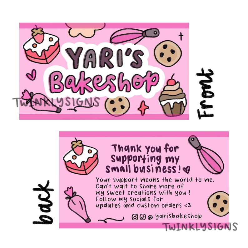 Custom Cute Hand-Drawn Business Card/Thank You Card | Twinklysigns logos image 7