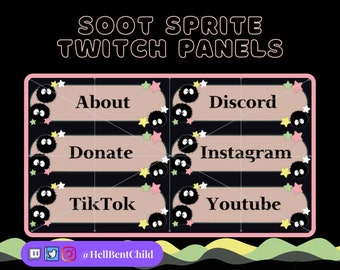 24 urocze panele Twitch Soot Sprite - Panele Twitch / Panele Twitch Soot Sprite / Panele Dust Bunny / Panele Studio Ghibli