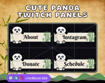 24 Painéis Cute Panda Twitch - Painéis Twitch / Painéis Panda Twitch / Painéis Panda / Painéis de Bambu / Painéis Panda e Bambu