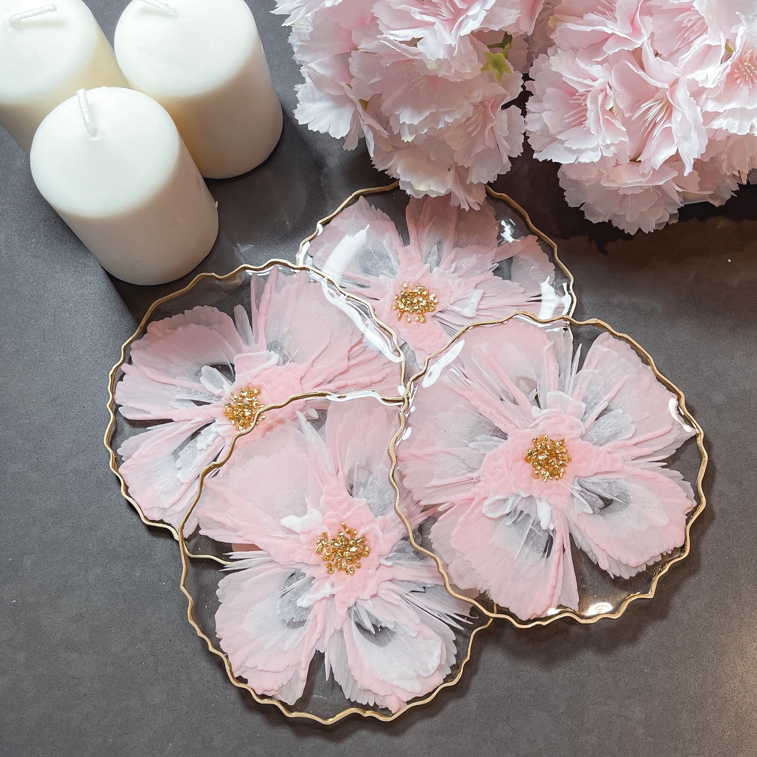 Epoxy Resin coasters Flowers Etsy