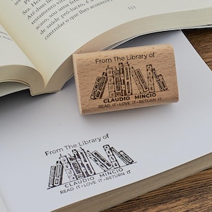 Étagère à livres Tampon pour livres | Timbre de bibliothèque | De la bibliothèque de | Tampon personnalisé | Cadeau parfait | Lisez-le J'adore Retournez-le