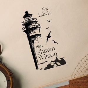 Lighthouse Ex libris Stamp l Booklovers Gift | personalized book stamp | library stamp | Perfect Gift