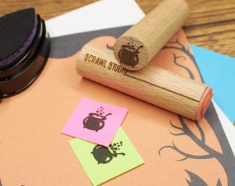 Witch's Bubbling Cauldron Stamp,  Halloween Spooky rubber stamp