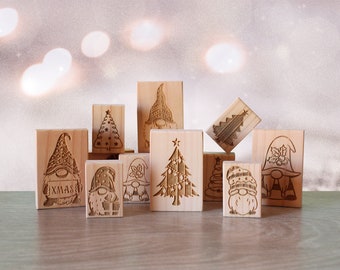 christmas rubber stamps  | Holiday rubber stamp | Christmas Craft Stamp | Merry Christmas Stamp | Gnomo Stamp | Christmas tree stamp