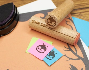Spooky Pumpkin Rubber Stamp, Halloween Craft Stamp