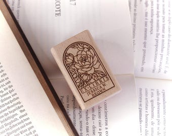 De la Biblioteca de Sellos Personalizados con Diseño Botánico - Ex libris personalizado hecho a mano
