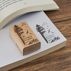 Timbro Ex libris Faro l Regalo per amanti dei libri / Timbro personalizzato per libri / Timbro per biblioteca / Timbro Leuchtturm