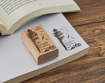 Sello Ex Libris de Faro / Sello de Libro Personalizado, Regalo de Biblioteca