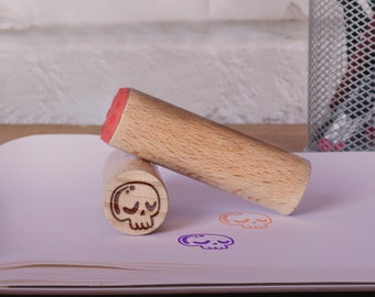 Mini sello de goma de calavera, sello de clavija de Halloween
