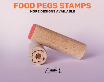 Mini Stamp Food- Mini Rubber Stamp- Peg Stamp