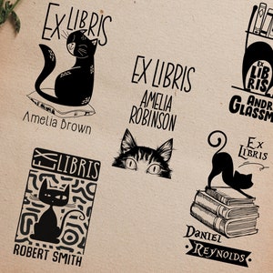 Library Stamp |  Book Stamp Personalized | Custom Library Stamp | Cat Library Stamp or Book Stamp | Book Lover Gift Stamper