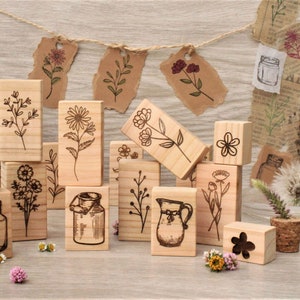 Blumen Stempel für Scrapbooking | Blumenstempel | Holzstempel | Blumenstempel | Scrapbook Stempel | Bullet Journal Stempel