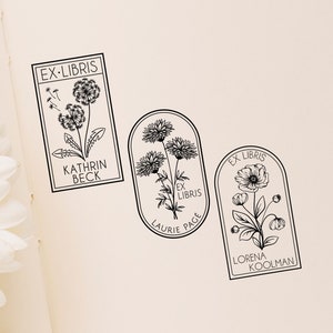 custom library stamp | Flower ex libris stamp |  Personalized flower Book stamp | Blumen Stempel | library stamp personalized | Perfect Gift