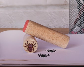 Mini sello de goma de araña, sello de madera de Halloween espeluznante
