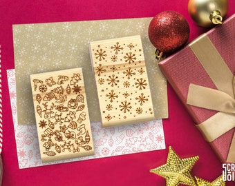 Sello de madera con motivos navideños / Decoraciones navideñas / Sellos para scrapbooking y manualidades