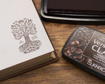 Custom Ex Libris Stamp Tree of Life | Botanical Library Stamp | Mystical Rubber Stamp Bookish Gift