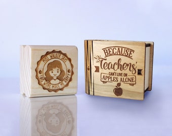 Personalized Female Teacher Rubber Stamp | Gift For Teacher | Custom Teacher Stamp | Choose Hairstyle and Accesories