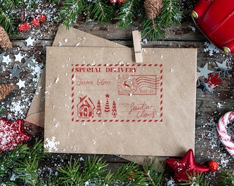 Special Delivery Postmark Stamp | Christmas Tree Gift Tag Stamp | Christmas Stamp | Personalized Santa Claus Gift Tag Stamp