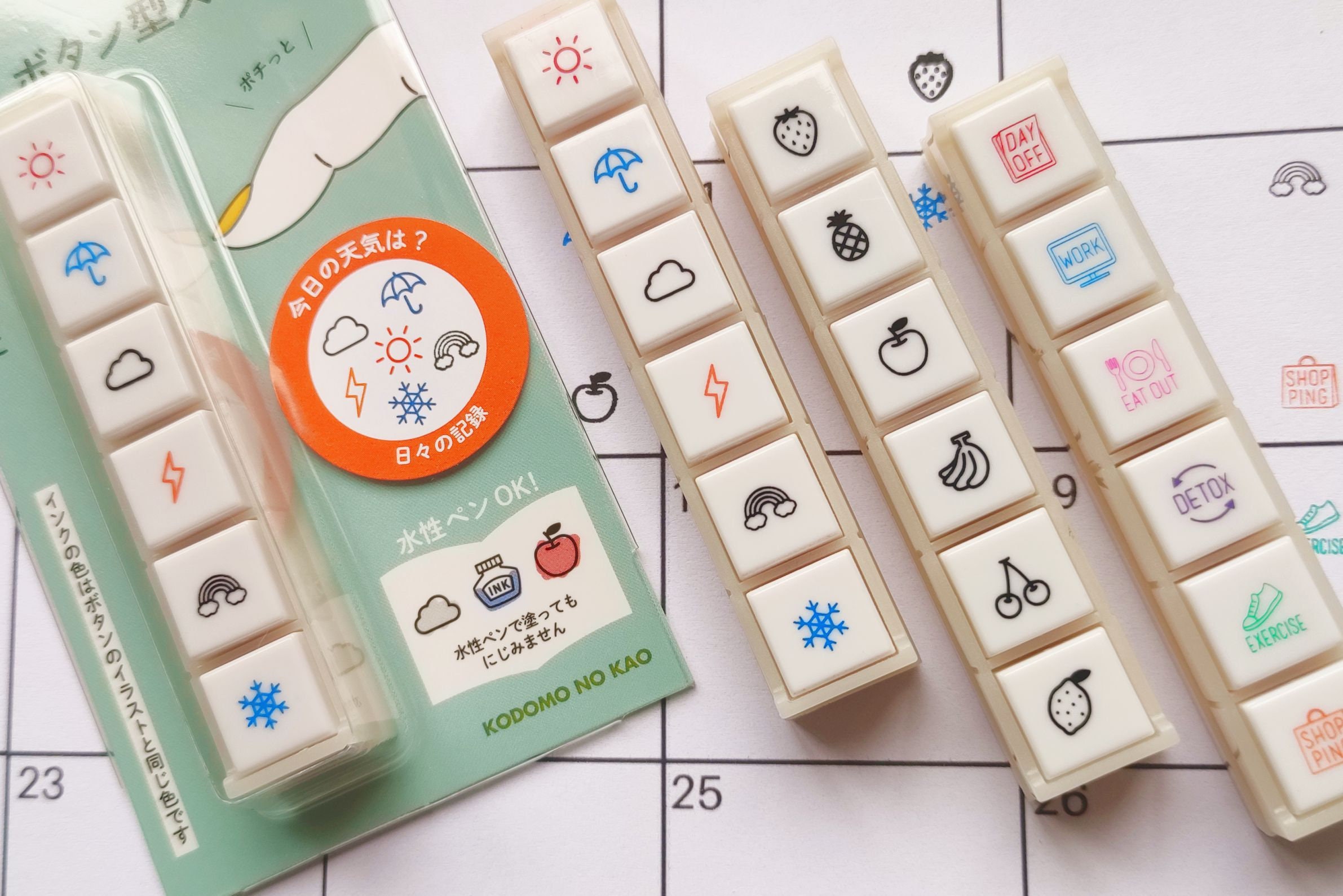 Pochitto 6 | Plannerstempel | Bullet Journal-stempel | Kalenderstempel | Ministempel | Drukknopstempel