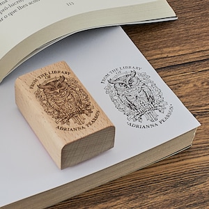 Sello de libro personalizado Ex Libris, sello de libro personalizado de búho, regalo perfecto para los amantes de los libros, de la biblioteca de