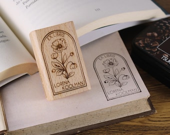 Sello de biblioteca personalizado | Sello floral ex libris | Sello de libro personalizado con flores | Sello biblioteca | Regalo perfecto