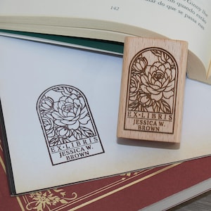 Custom library stamp | Flower ex libris stamp |  Personalized flower Book stamp | Blumen Stempel | Library stamp personalized | Perfect Gift