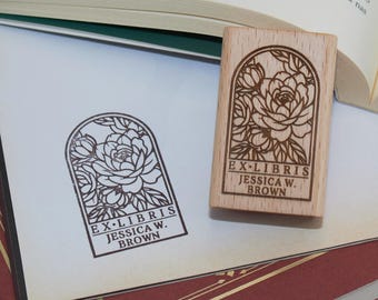 Custom library stamp | Flower ex libris stamp |  Personalized flower Book stamp | Blumen Stempel | Library stamp personalized | Perfect Gift