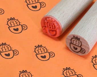 Cactus rubber stamp, Succulent Mini Stamp