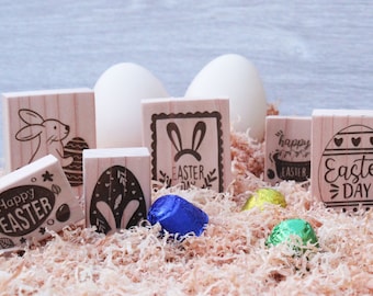 Timbre en caoutchouc de Pâques | Timbres en caoutchouc de lapin | timbres en bois | Timbre de lapin | timbre d'album