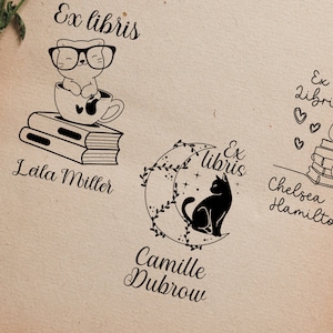 Library Stamp |  Book Stamp Personalized | Custom Library Stamp | Cat Library Stamp or Book Stamp | Perfect Gift