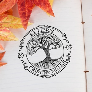 Timbro per biblioteca personalizzato/Timbro ex libris con l'albero della vita/Ex libris/Timbro per biblioteca personalizzato/Regalo perfetto per gli amanti dei libri/Timbro per biblioteca personalizzato con l'albero della vita